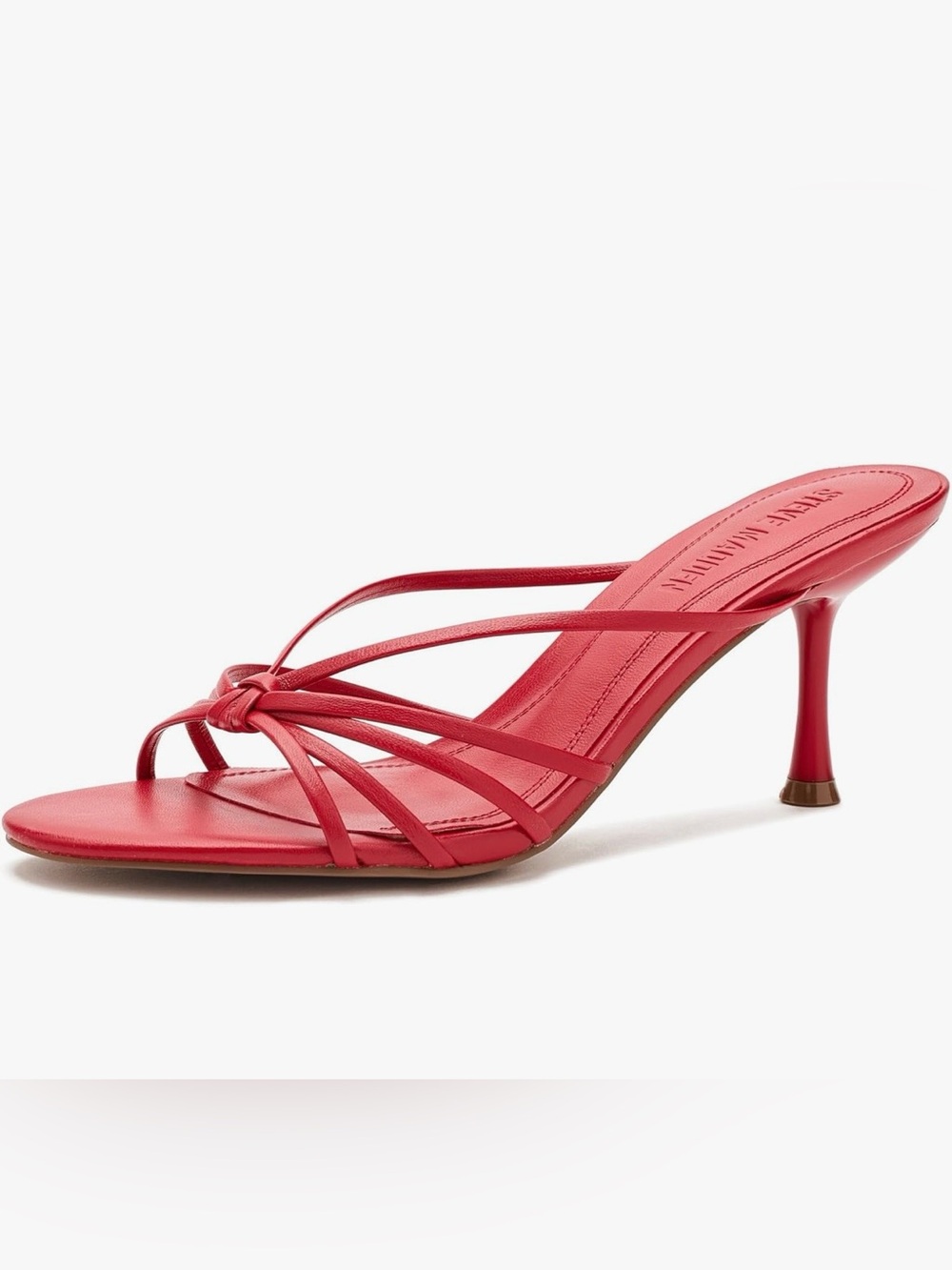 New Women’s Strappy Red Mid-Heel Sandal
